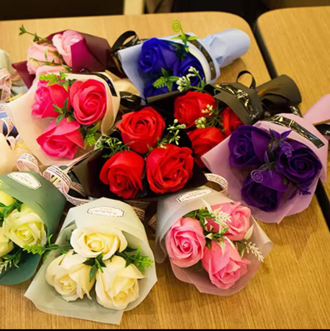 3 Heads Mini Artificial Rose Bouquet - Image 3