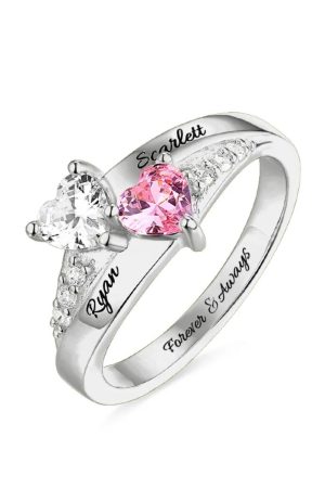 personalized heart birthstone ring
